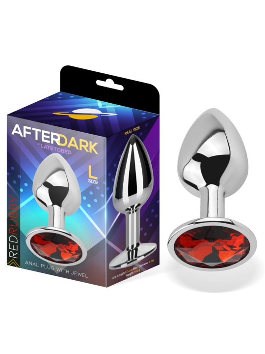 Plug Anal con Joya Rojo Rubí Talla L Aluminio