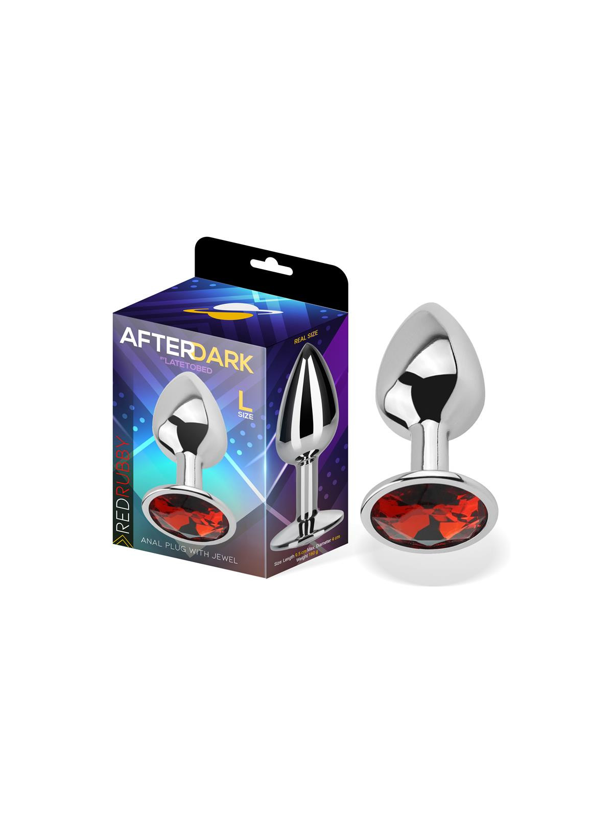 Plug Anal con Joya Rojo Rubí Talla L Aluminio