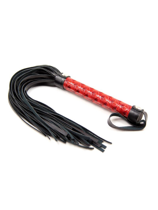 Flogger Patron de Diamante y Mango de Metal 39 cm Rojo