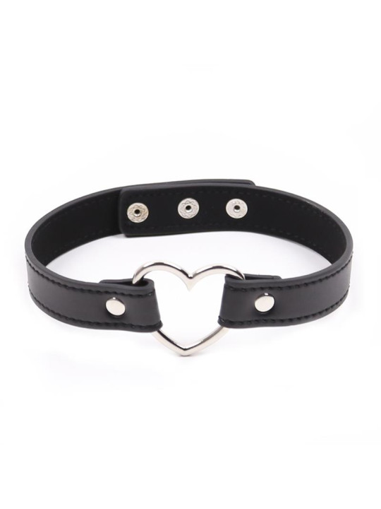 Collar con Aro en Forma de Corazón Ajustable 41,5 cm Negro