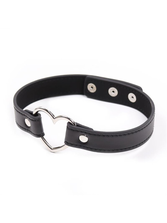Collar con Aro en Forma de Corazón Ajustable 41,5 cm Negro