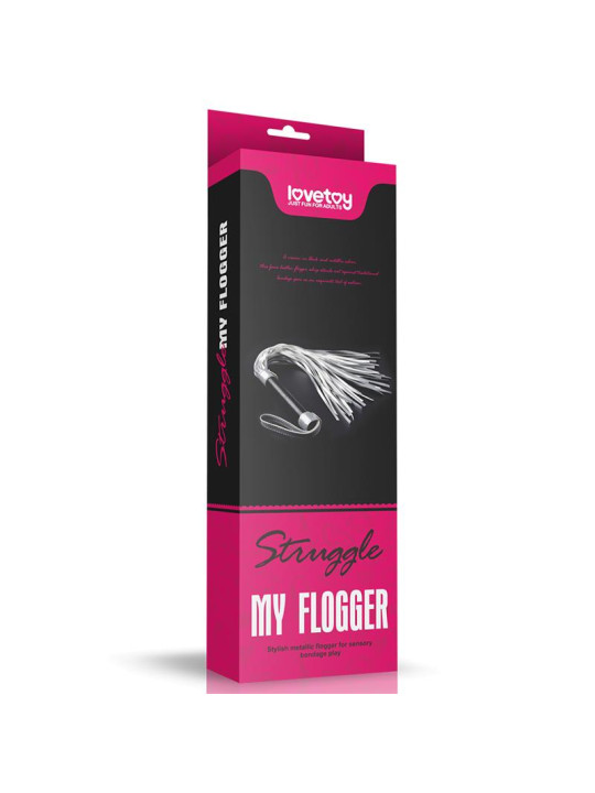Flogger Cuero Sintético Plateado y Negro