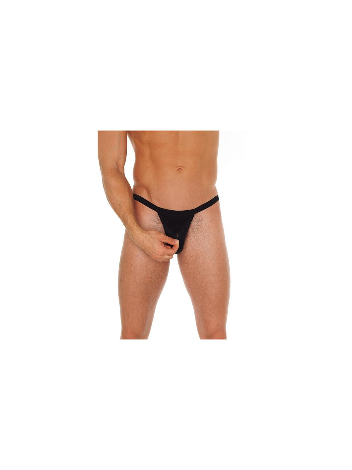 Tanga con Cremallera Negro Talla Única