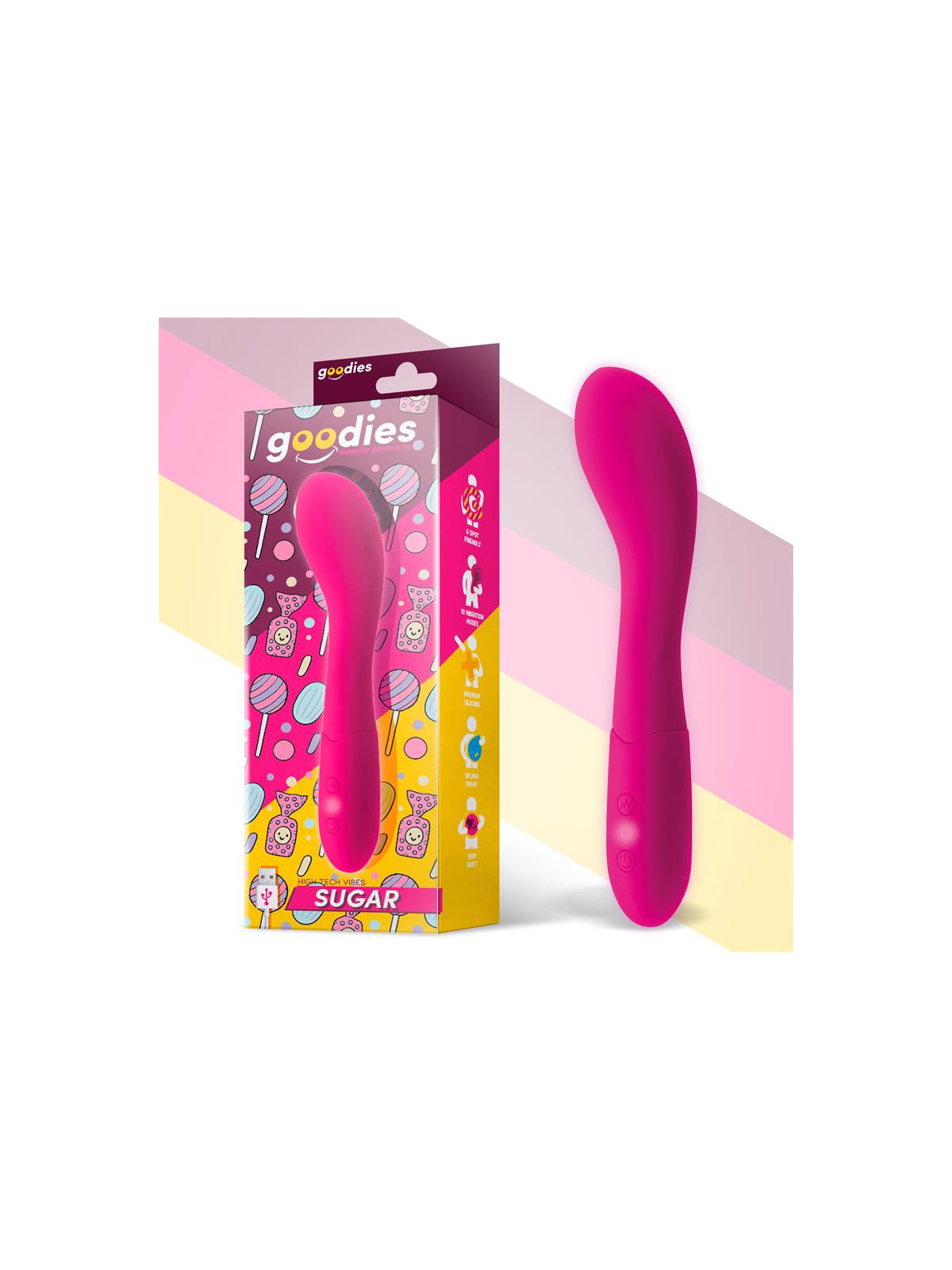 Sugar Vibrador Punto G USB Silicona Fushsia