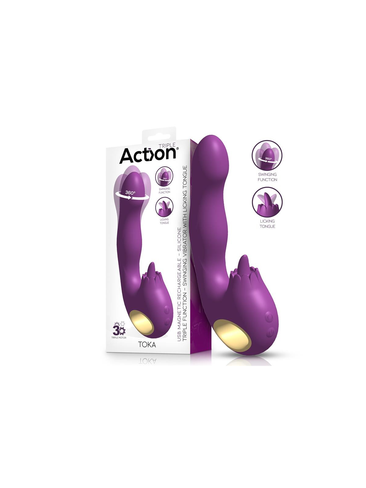 Toka Vibrador con Oscilación 360 Grados y Lengua Estimuladora