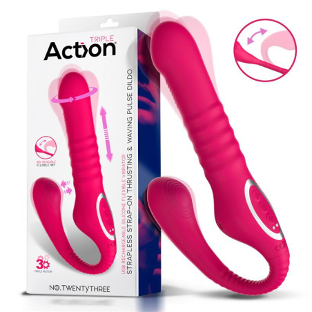 No. TwentyThree Vibrador Doble con Pulsación y Thrusting Flexible 180 Grados