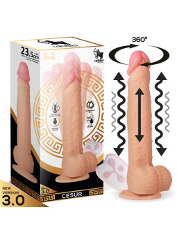 Cesur 3.0 Dildo Realista Vibración, Movimiento Ondulante, 360º y Telescópico Control Remoto USB