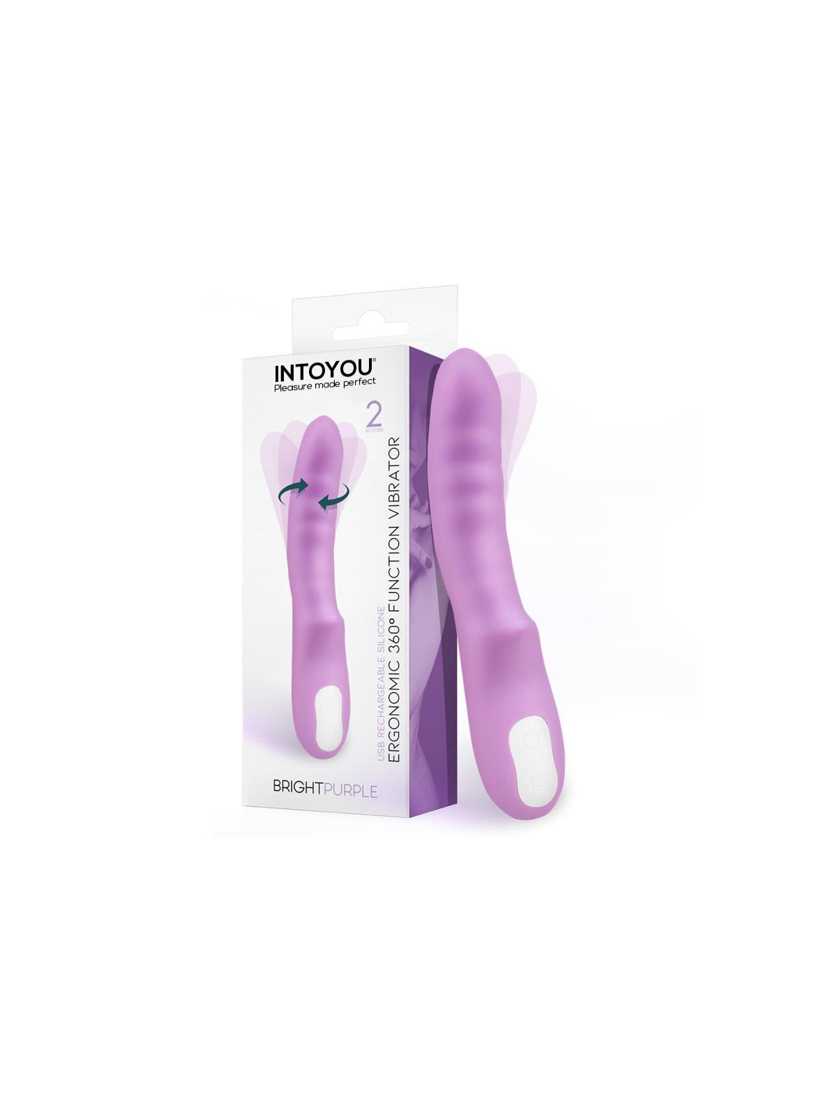 Brightpurple Vibrador y Rotador Doble Motor 360º USB Silicona