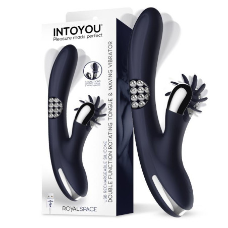 Royalspace Vibrador con Lenguas Estimuladoras y Bolas Internas 360 Grados Azul