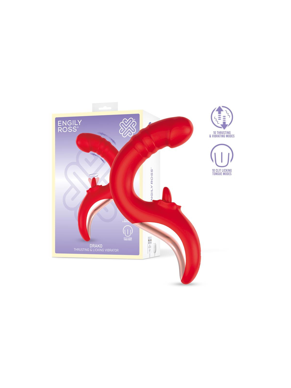 Drako Vibrador con Thrusting y Lengua Oscilante 360 Grados