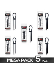 Pack de 5 Anillo para el Pene de Lazo Ajustable Silicona Sólida Negro