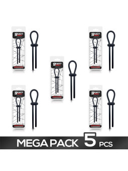 Pack de 5 Anillo para el Pene de Lazo Ajustable Silicona Sólida Negro